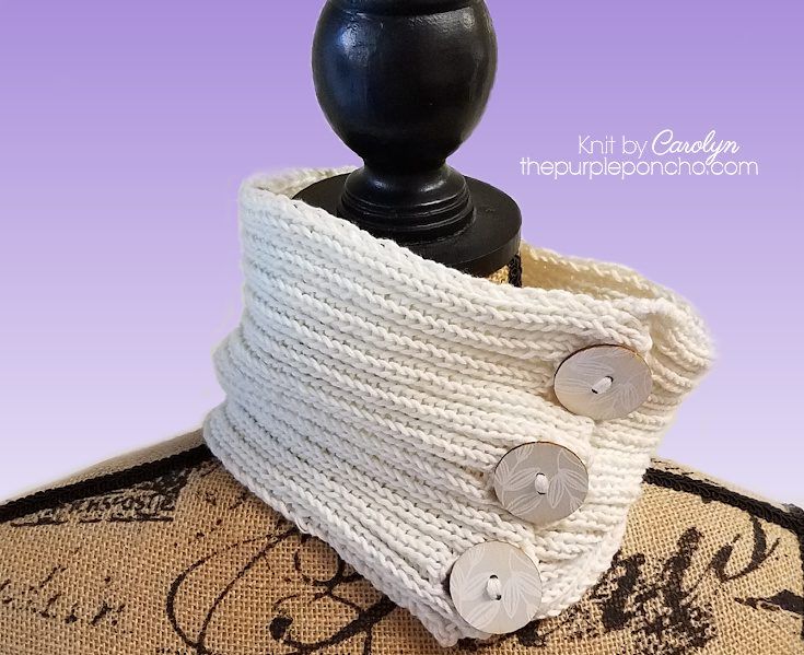 Beginner Knit Ribbed Cowl free crochet pattern by The Purple Poncho
