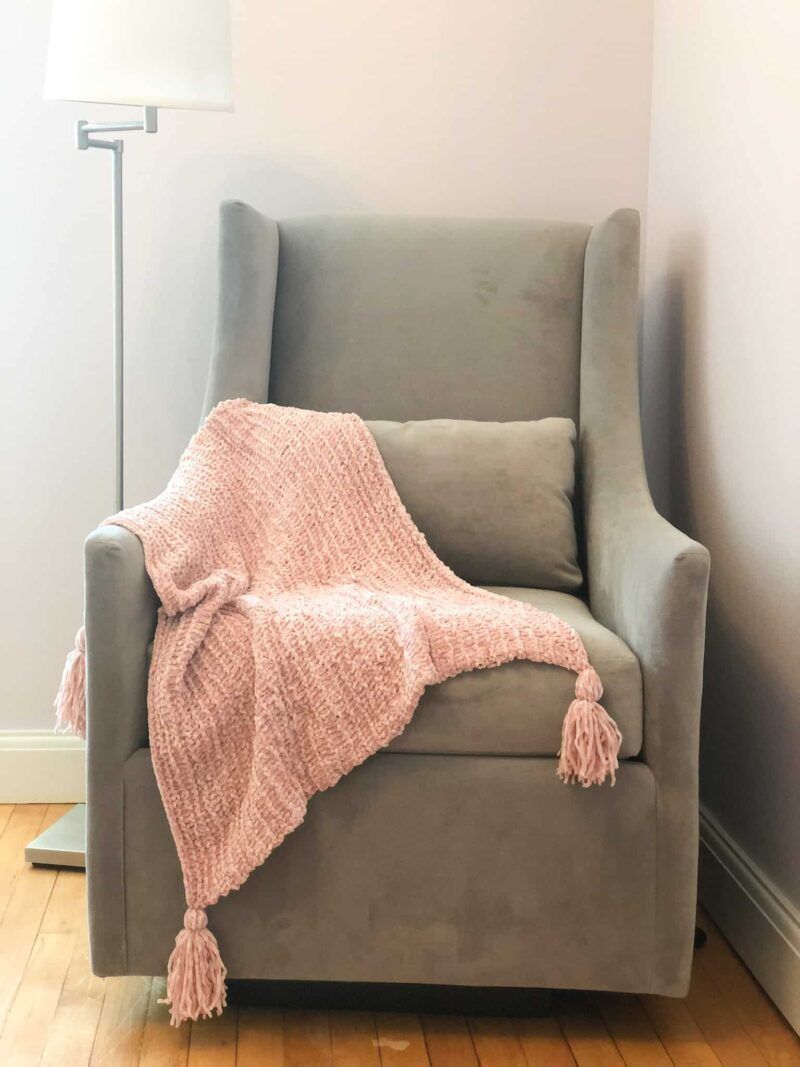 Woolflower Velvet Yarn Knit Blanket free crochet pattern by Whimsy North