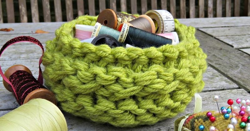 Stash-Busting Knitted Basket free crochet pattern by Bonny Bonafilla