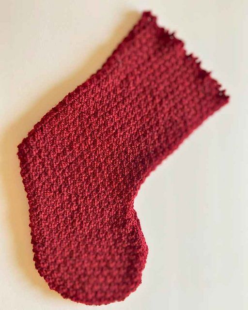 Easy Christmas Stocking (Flat, Two Needles) free crochet pattern by Quiet Life Farm