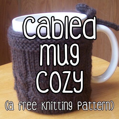 Cabled Mug Cozy free crochet pattern by Katie Foster